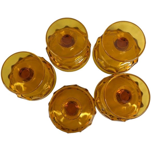 5 Indiana Carnival Glass Compote Kings Crown Thumbprint Sherbet Marigold Amber - Picture 8 of 10